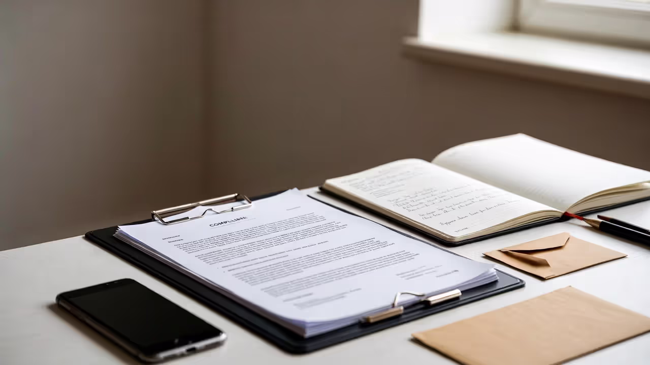 Documents and notes prepared for filing a workplace complaint