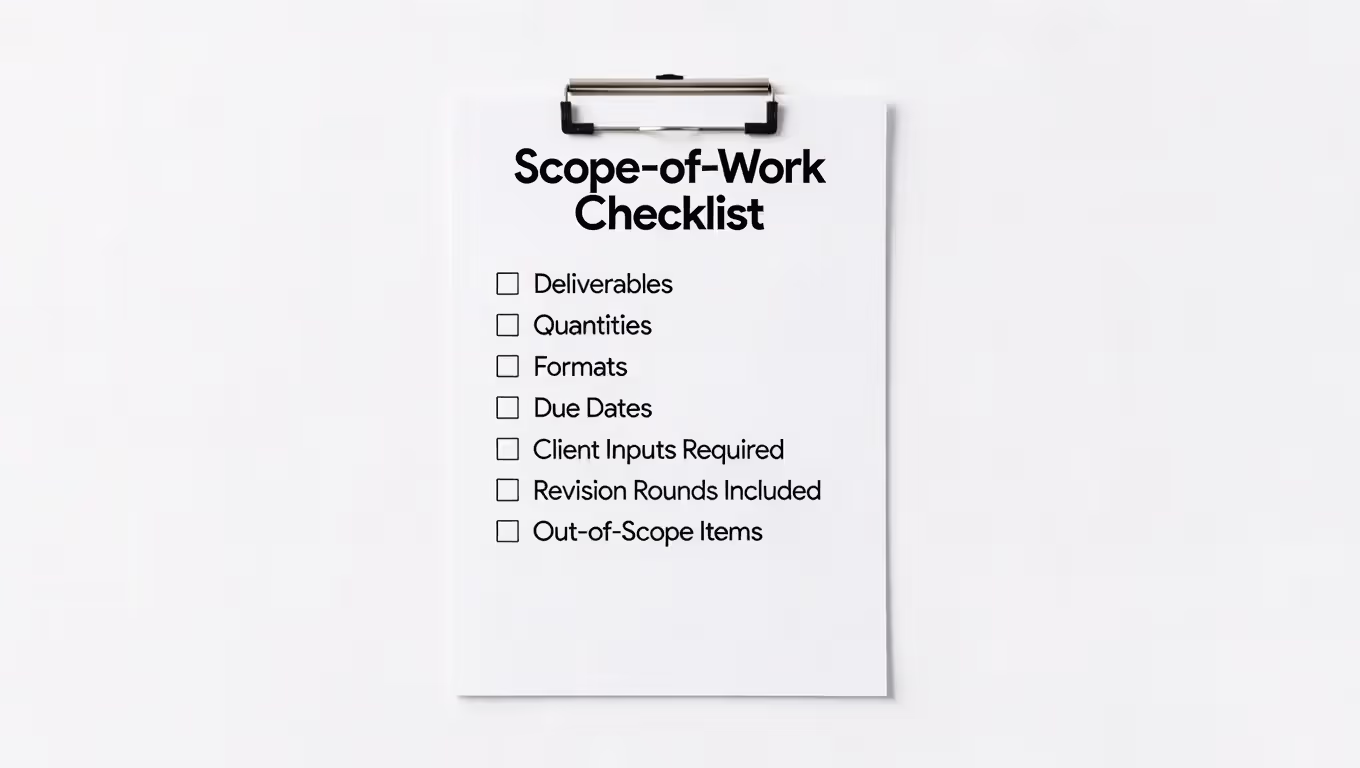 Checklist of what to include in a scope of work section