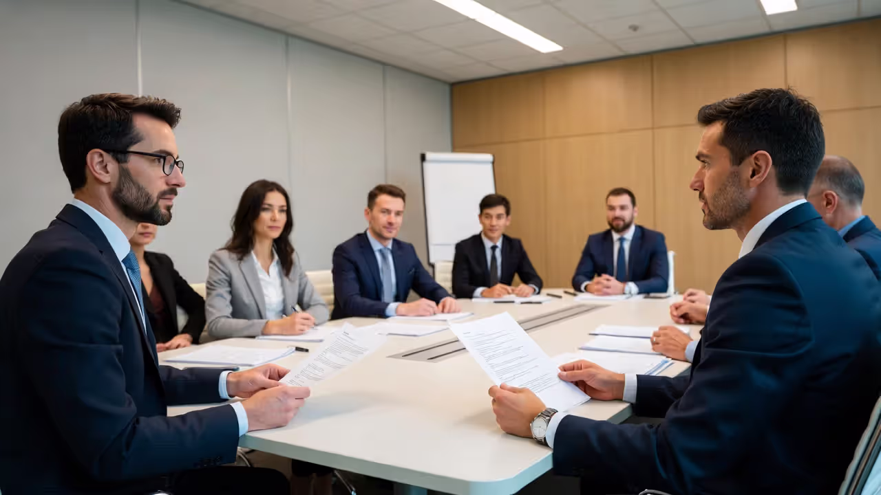 Debtor answering questions during a formal meeting with trustee and creditors